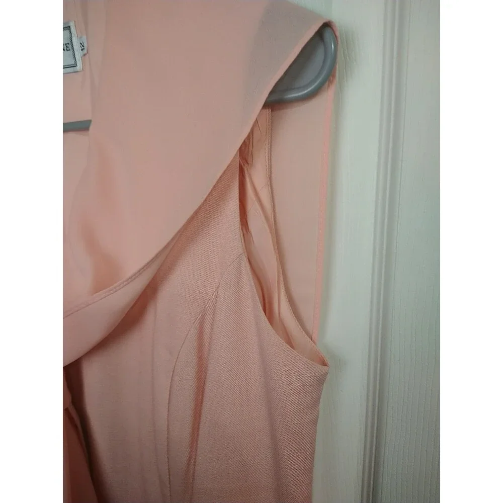 Misty Lane Woman 12 Pink Sleeveless Flax Blend Lined Maxi Straight Button Dress